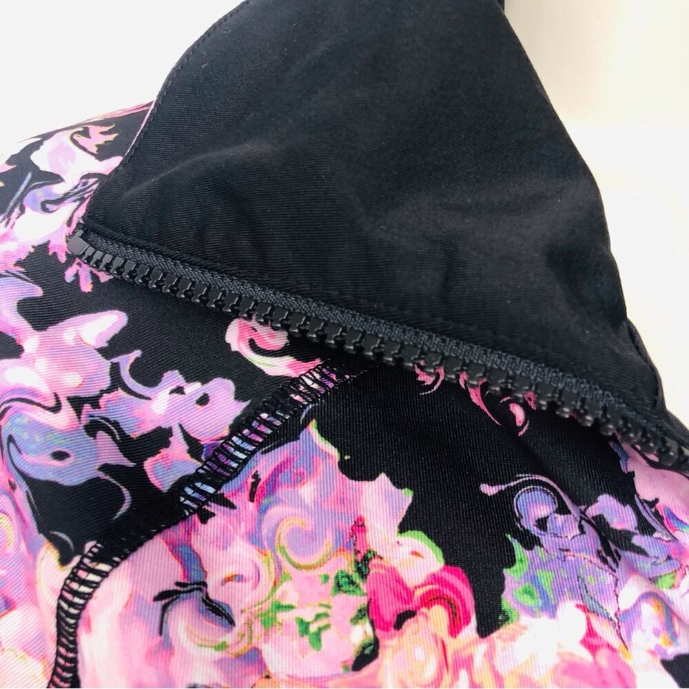 Cynthia Rowley Floral Black Zip Front Jacket Sporty Athletic Stylish - Picture 10 of 16